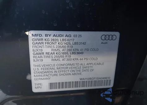 2025 Audi Q6 E-Tron Premium from USA, damaged, VIN WA112BGF1SA049610